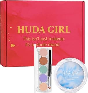 Jelly Compact Powder, 5 Clr Orange Concealer | Palette with Brush, women oily skin, Dark Circles Makeup Kit for Girls