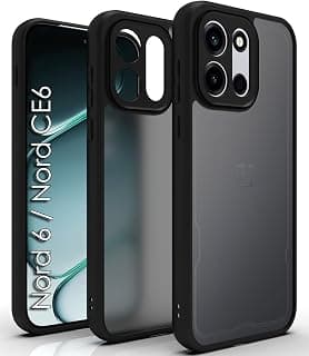 RIGGEAR Shockproof Sleek Hybrid Armor Back Cover Case for OnePlus Nord 6 5G / Nord CE 6 5G (Smoke Black Matte PC + Black TPU Bumper)