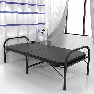 Honey Touch Atlas Folding Bed Single for Sleeping with Mattress | No Assembly Required | Foldable Bed for Sleeping/Guests/Rented Apartments/Bedroom (3ft x 6ft, Black)