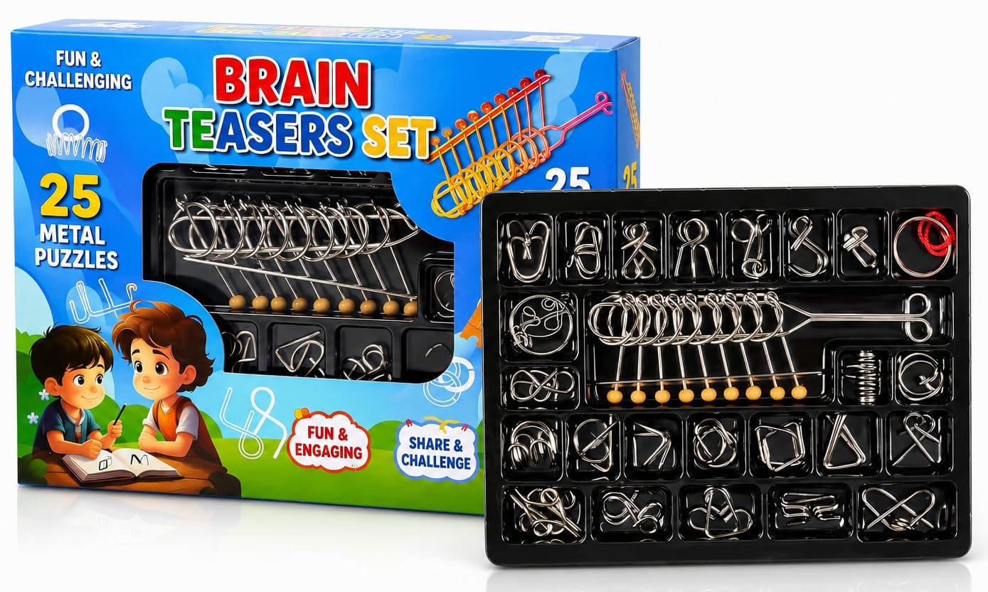 Magicwand Stainless Steel 25 Pcs Metallic Intellectual Puzzles for All Age Groups【Pack of 1】