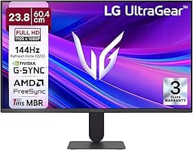 LG 24G411A 60.4 cm(24 Inch) Ultragear FHD(1920 x 1080) IPS Gaming Monitor, 1ms MBR, 144Hz (O/C), HDR10, NVIDIA G-Sync Compatible, AMD FreeSync, HDR10, HDMI, DP, HP Out, Anti-Glare, Slim Stand, Black