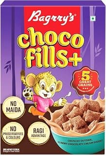 Bagrrys Choco Fills Plus | 5 Grain Goodness | Ragi Advantage | Source of Fibre | Kids Cereal | Choco Fills, 250 g Box
