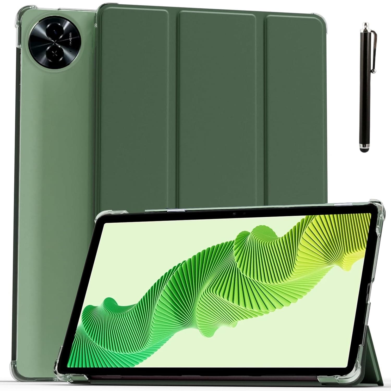 ProElite Case Cover for Realme Pad 2 11.5 inch Cover, Smart Flip Case Cover for Realme Pad 2 11.5 inch Translucent Back with Stylus Pen, Dark Green