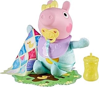 Peppa Pig Oinks and Snuggles Evie Interactive Baby Doll with Accessories, 20+ Sounds, Plush Toys for Girls and Boys Ages 3 and Up