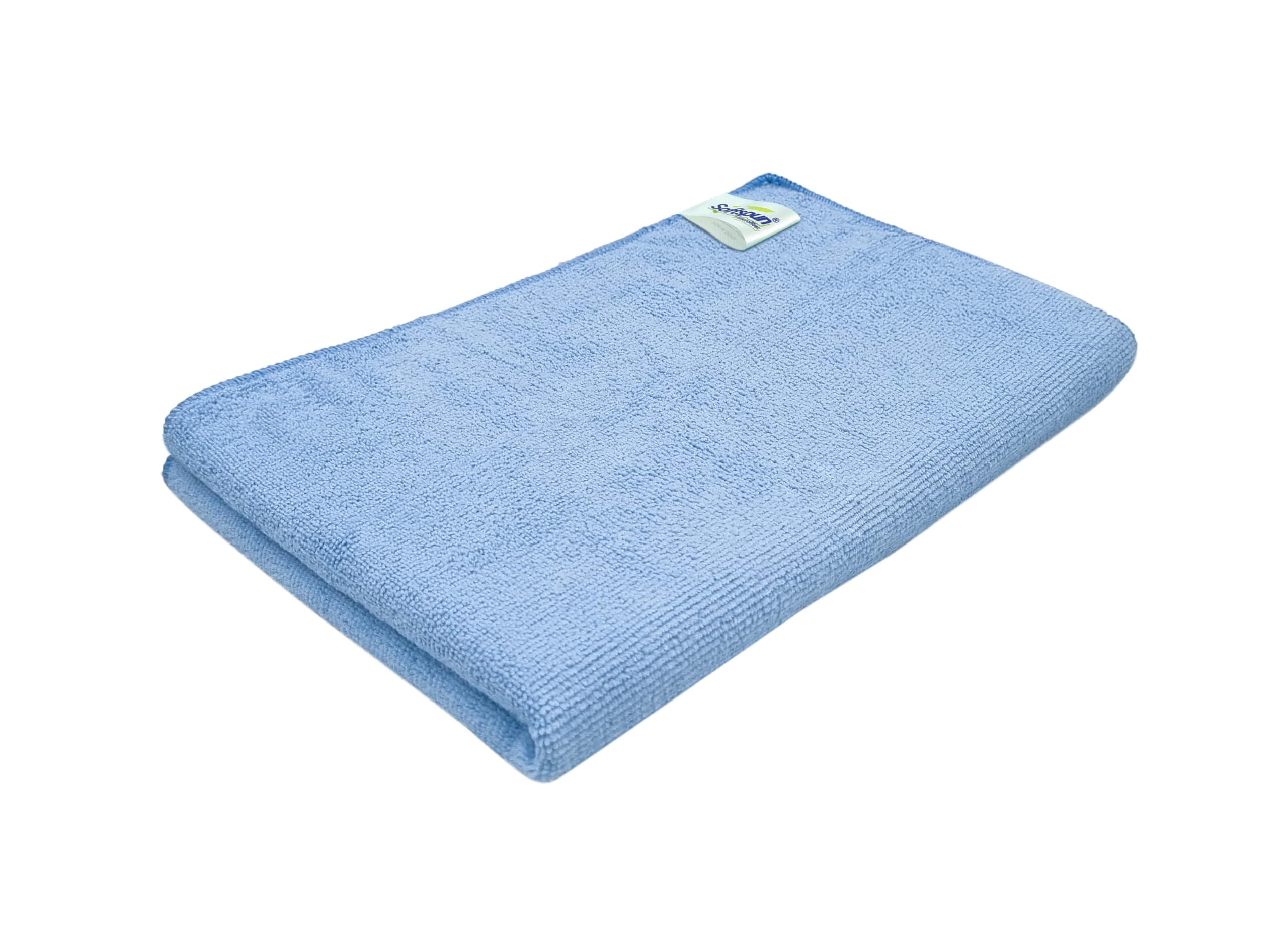 SOFTSPUN Microfiber Gym & Sports Sweat Towel 1pc 40x60cm 340 GSM Sky Blue Ultra Absorbent Lightweight UltraCompact Quick Drying for Working Out Camping Hiking Travel Men & Women Daily Use.
