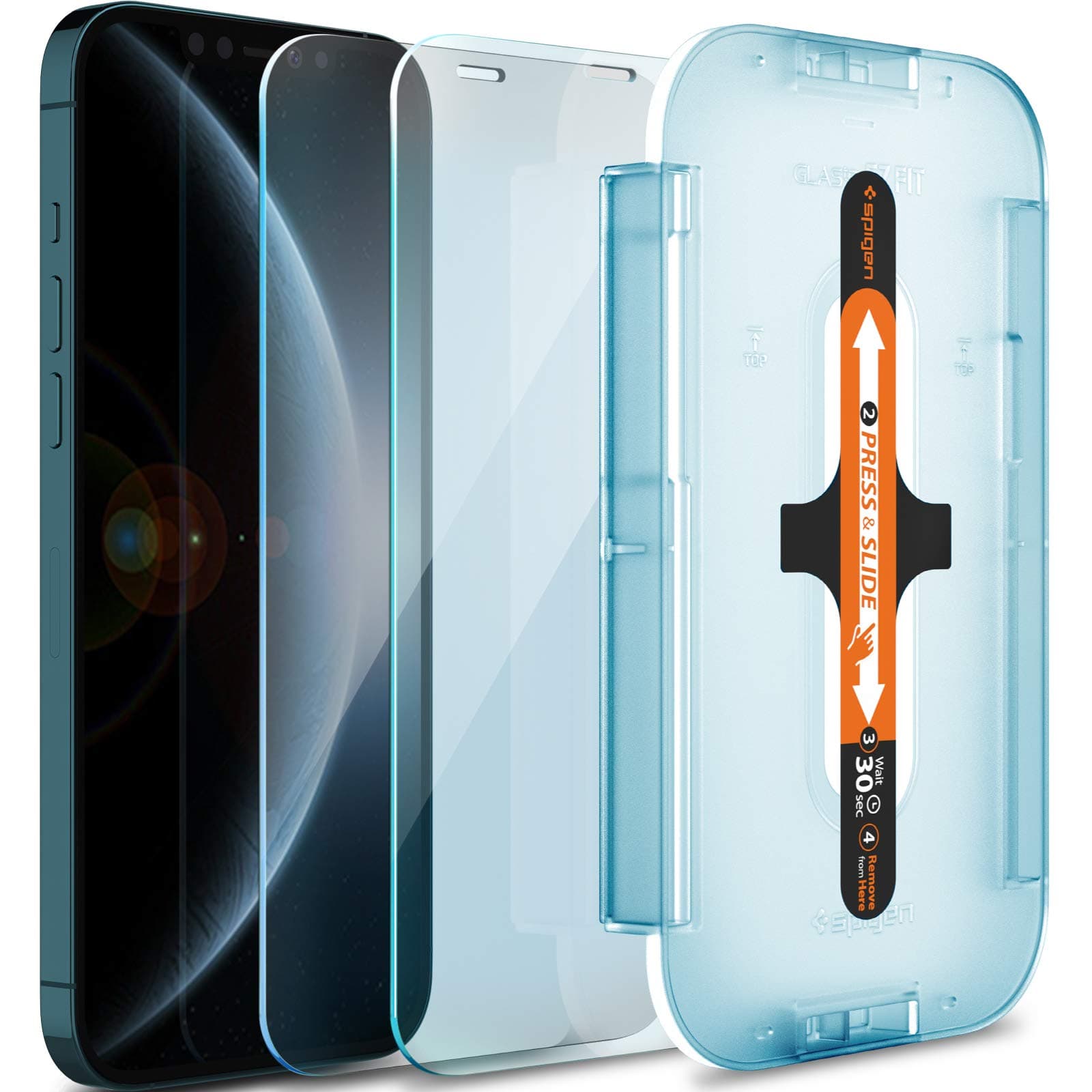Spigen EZ Fit Sensor Protection Tempered Glass Screen Protector Guard for iPhone 12 Pro Max - 2 Pack