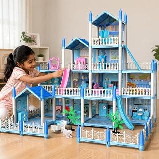 Luxury Barbei Big Doll House Set Dreamhouse Pool Party Doll House for Girls with Dolls, 258 Pcs Furniture Garden Large Multi-Story Villa Play Set Elevator Pretend Role Indoor Play Toy for Kids 6+ Gift