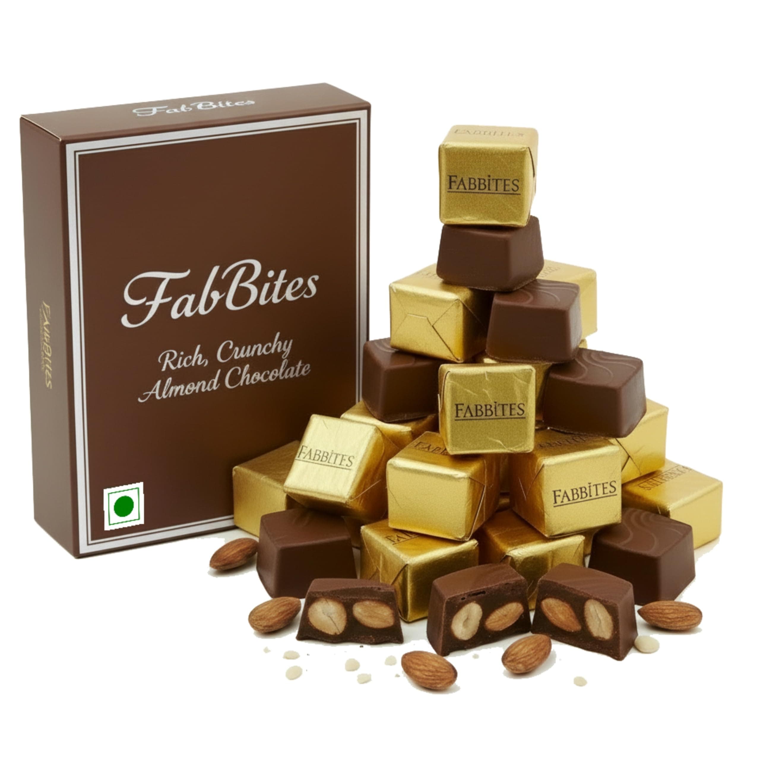 Homemade Chocolate Gift Box-25 Almond Chocolates -200 gm Handmade Chocolate Gift Pack| Chocolate Distribution Box for Birthday in School in Bulk for Kids/Children (25 Pcs)