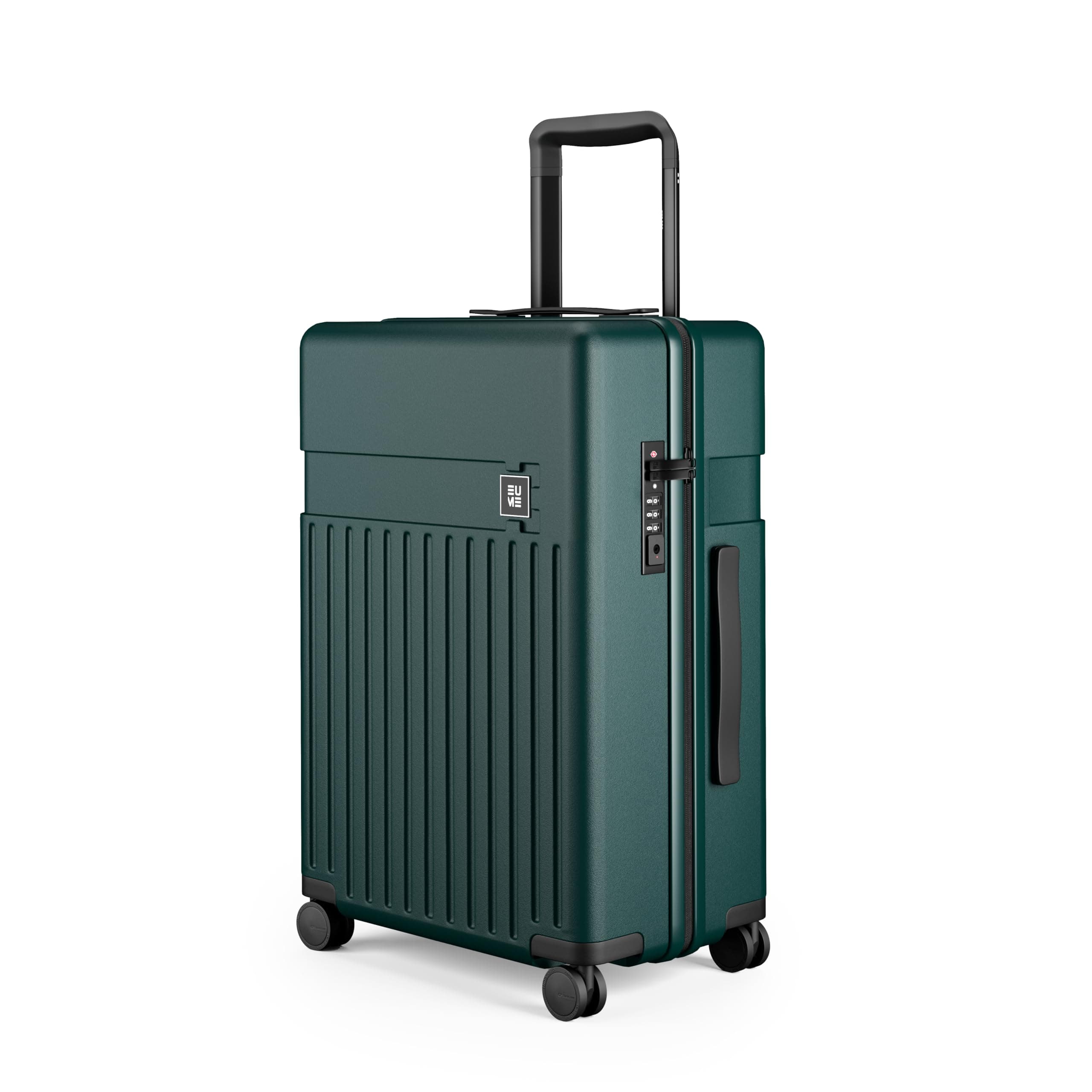 EUME Classic Check-in Trolley Bag Medium Size for Travel 65 Cm, Forest Green | Polycarbonate (PC) 8 Hinomoto Wheels Suitcase | Travel Bags for Luggage Trolley