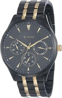 Titan Titan Regalia Opulent Quartz Multifunction Black Dial Two Toned Black and Gold Stainless Steel Strap watch for Men - NT90127KM01