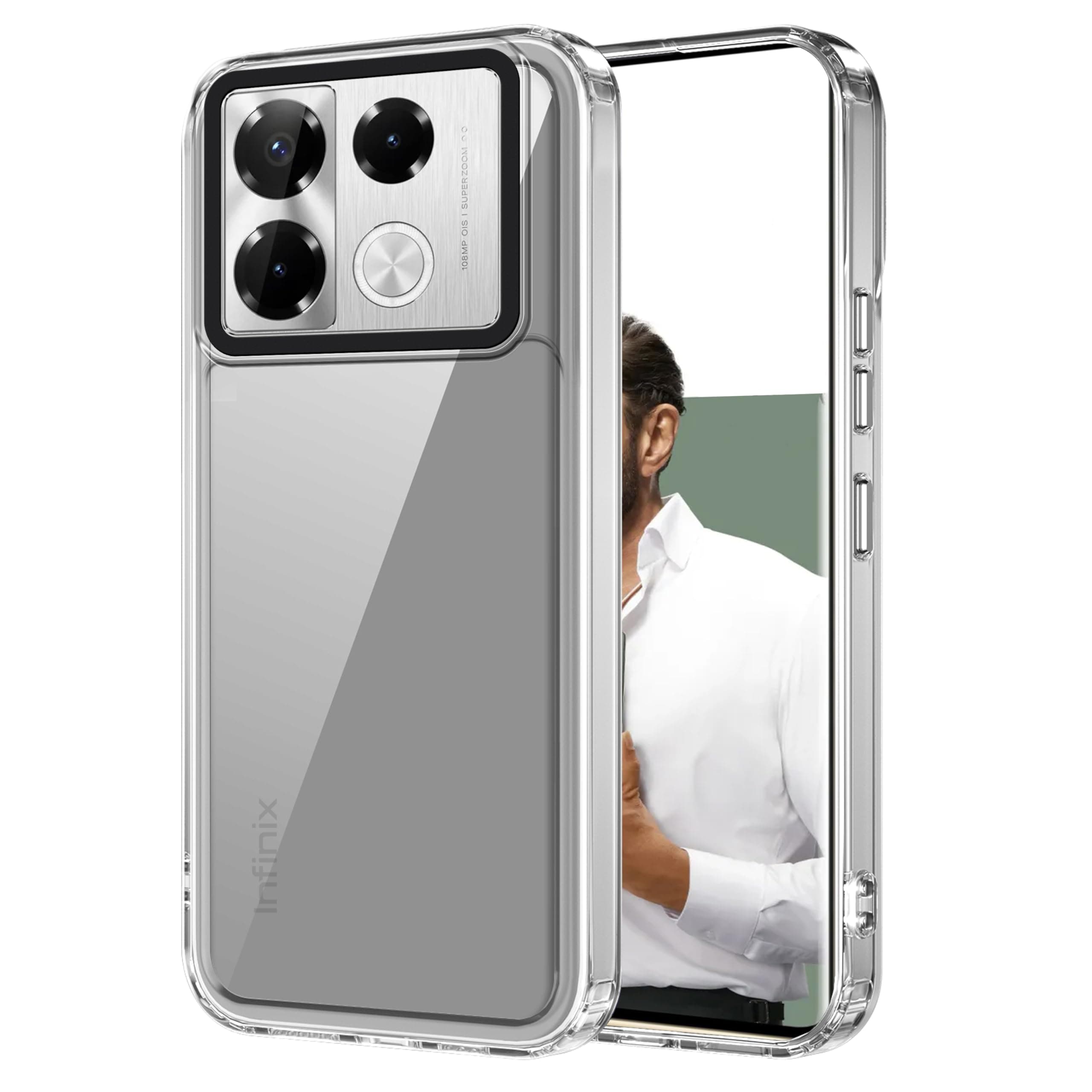 Amazon Basics Back Case Cover for Infinix Note 40 Pro 5G (Polycarbonate, Thermoplastic Polyurethane_Transparent)