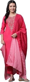 Aurelia Dark Pink Dori Embroidered Kurta, Trousers and Dupatta Set