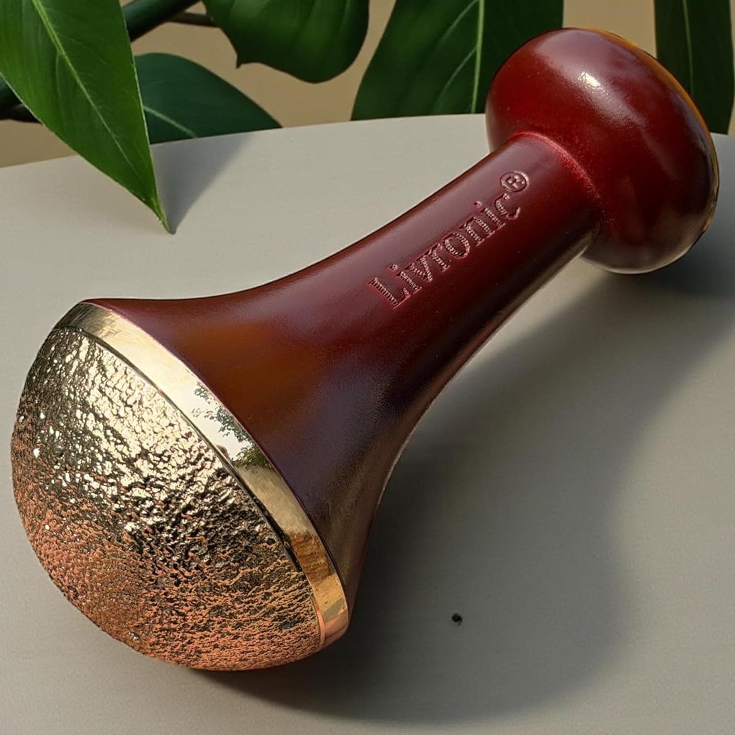 Livronic® Kansa Wand Foot Massager | Pure Bronze swaKansa Vatki/Kansya Vati Katori for Foot Massage, Detox & Stress Relief | Ayurvedic Wellness Foot Relaxation Tool with Teak Wood Handle (Brown)