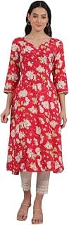 W for Woman Floral Printed Rayon A-line Kurta