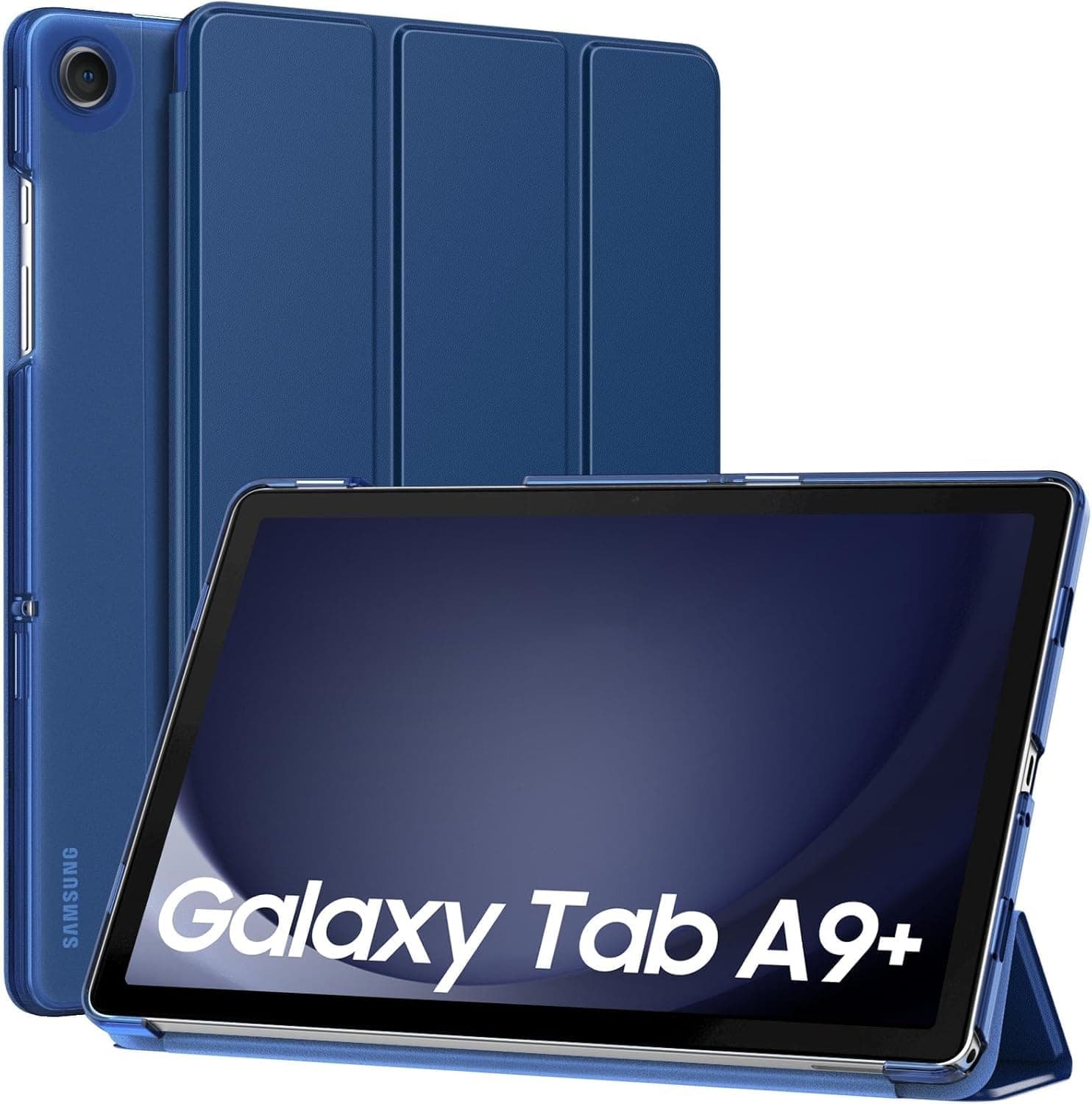 MOCA Case for Samsung Galaxy Tab A11 Plus / A11+ 11 Inch 2026, Galaxy Tab A9 Plus / A9+ Case 11 Inch 2024, Slim Stand Protective Smart Cover with Hard PC Translucent Back Shell -Navy Blue