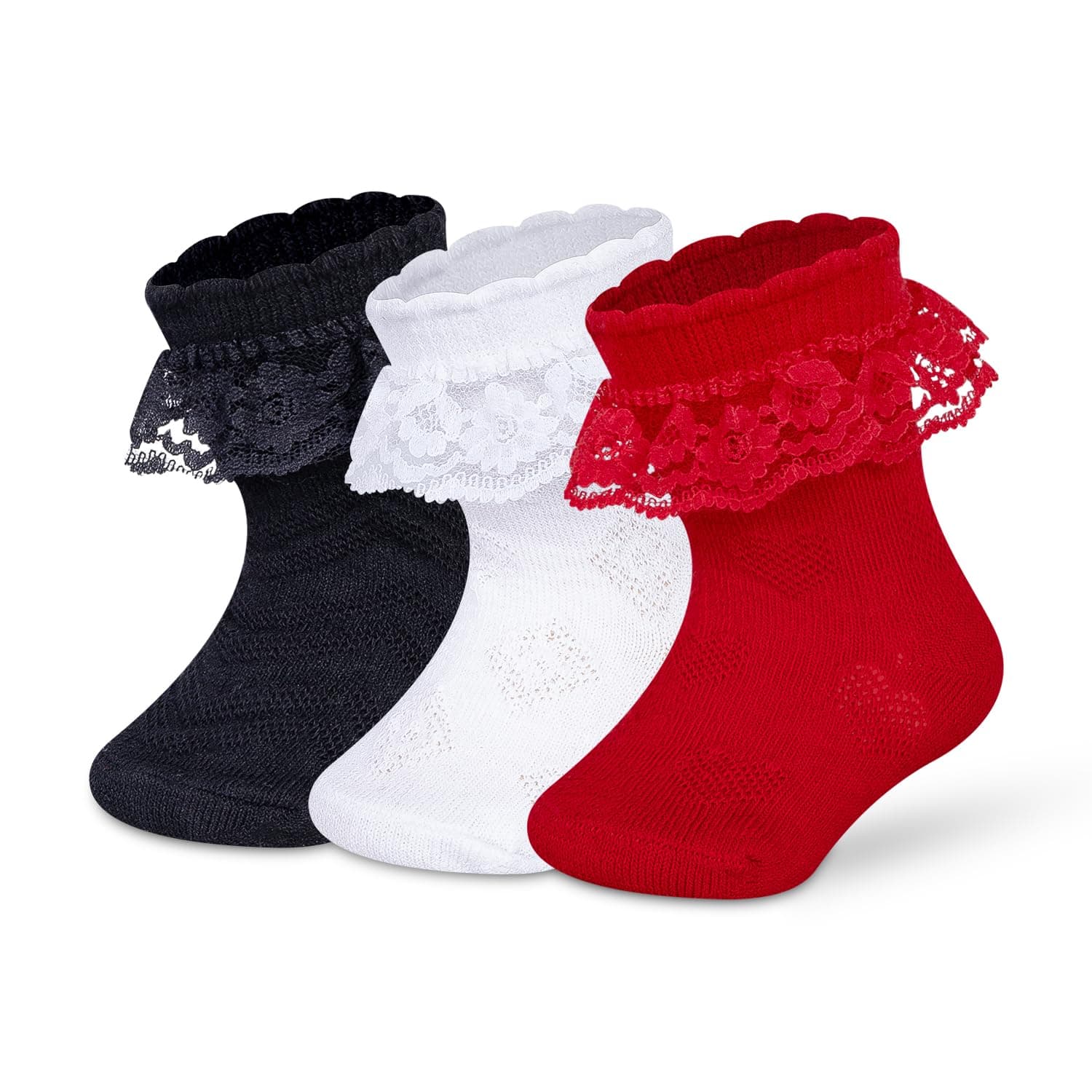 Supersox Frill Ankle Length Socks for Babies | Durable & Breathable Combed Cotton | Extra Soft, Anti-Odor & Moisture Absorbent | Pack of 3