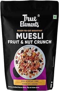 True Elements Fruit & Nut Crunch Muesli 700g | Fruit and Nuts | Cereals for Breakfast | Rich in Fibre | Muesli with Oats and Nuts
