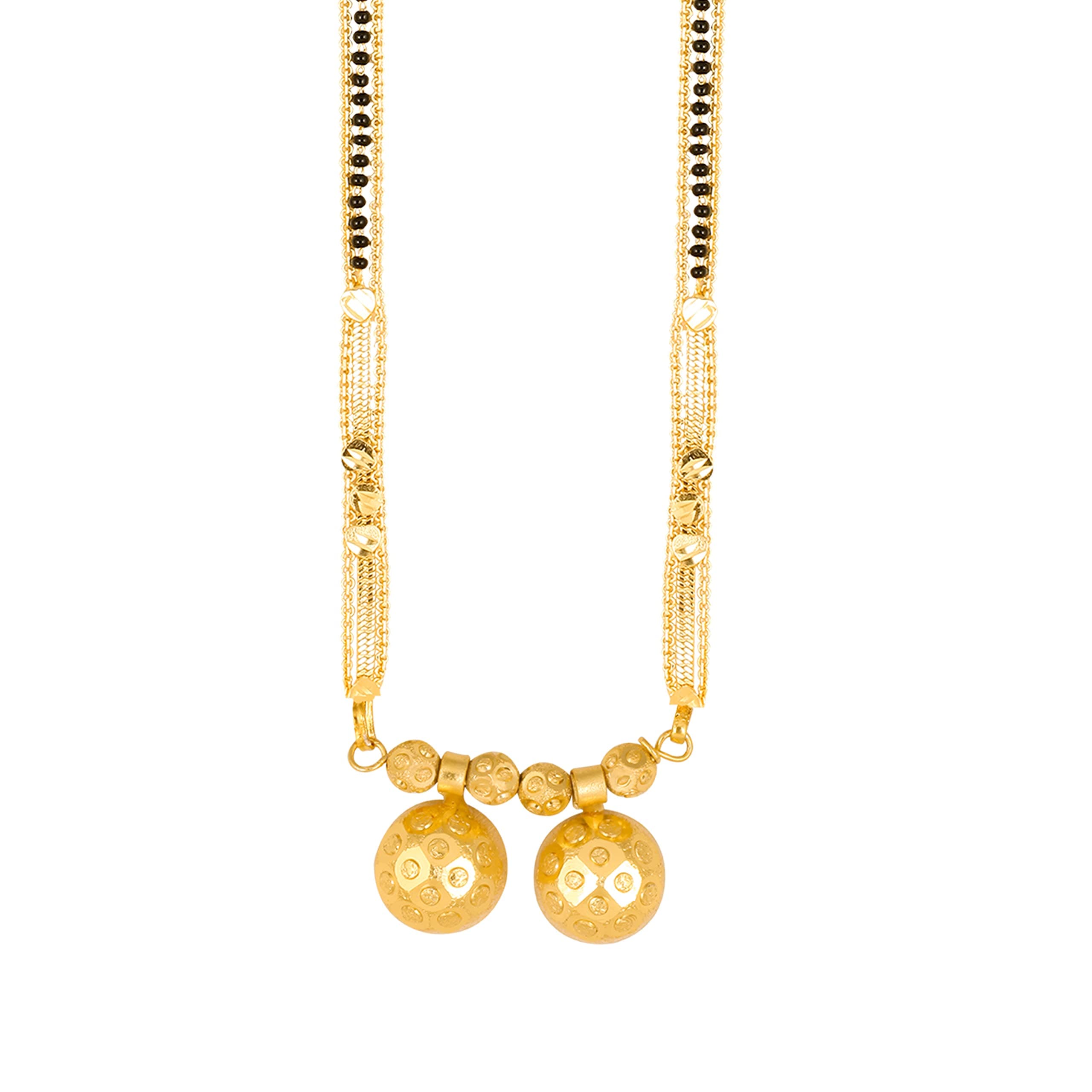 MEENAZ 2 Vati Wati Mangalsutra For Women Girls Temple South Indian Traditional 1 Gram Gold Stylish Maharashtrian Long Double Chain Double Mangal sutra Pendant Tanmaniya Black Nallapusalu Chains -683