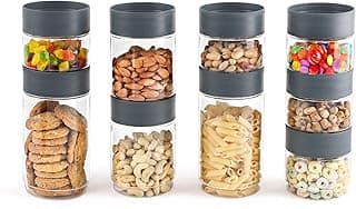 Cello Modustack Storage Container Jar Set of 9 (500ml x 5, 750ml x 2, 1000ml x 2), Grey| Food Grade, Stackable, See Through Pet Organizer| For Storage of Food, Pulses,Spice, Cereals, Cookies, Dry Food