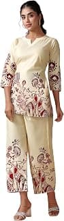 Pinkmint Pure Cotton Printed Co Ord Set for Women l Stylish Comfortable Kurta & Side Pocket Bottom l Modern Ethnic Style