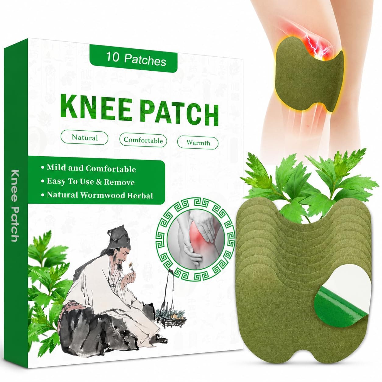 Herbal Knee Pain Relief Patch | Instant Relief from Knee Pain | Joint Pain Relief Natural Patch for Knee 10 Patches