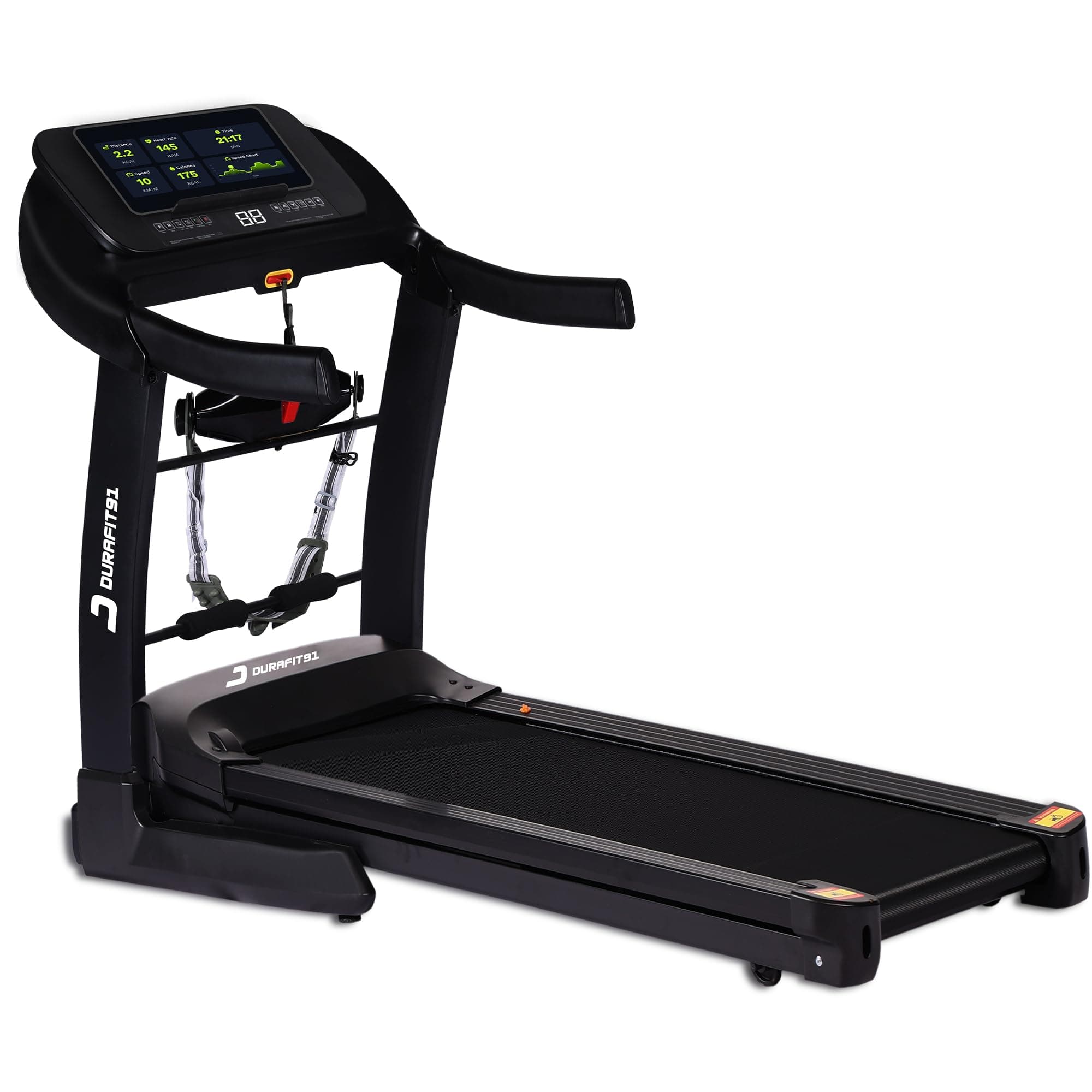 Durafit91™ Vigor Multifunction 6 HP Peak BLDC Motorized | Hydraulic Foldable Treadmill | Max User Weight 150 Kg |18 Km/Hr Max Speed| Bluetooth Speaker | Wynd app | Home use