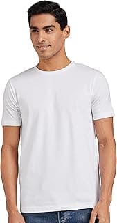 Amazon Brand - Symbol Men's Solid Cotton T Shirt | Round Neck | Half Sleeve | Plain-Regular Fit (Available in Plus Sizes)
