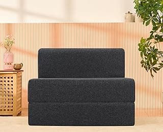 uberlyfe 1 Seater Sofa Cum Bed | Jute Fabric Washable Cover | Dark Grey | 3' X 6' Feet