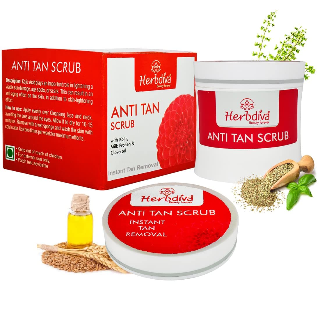Herbdiva Anti Tan Face Scrub 250ML | Enriched With Clove Oil & Milk Protein | For Instant Tan Removal, Beauty Forever