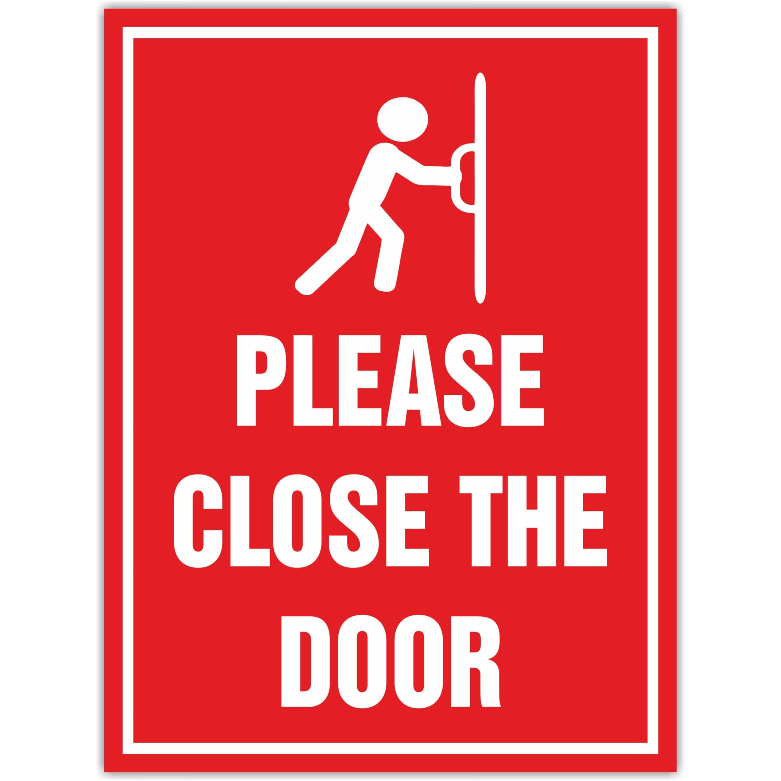ATTRACTSO Please Close the Door Self-Adhesive Vinyl Sign Sticker for Entrance (2pcs-Red)(8inchX6inch)_AS47