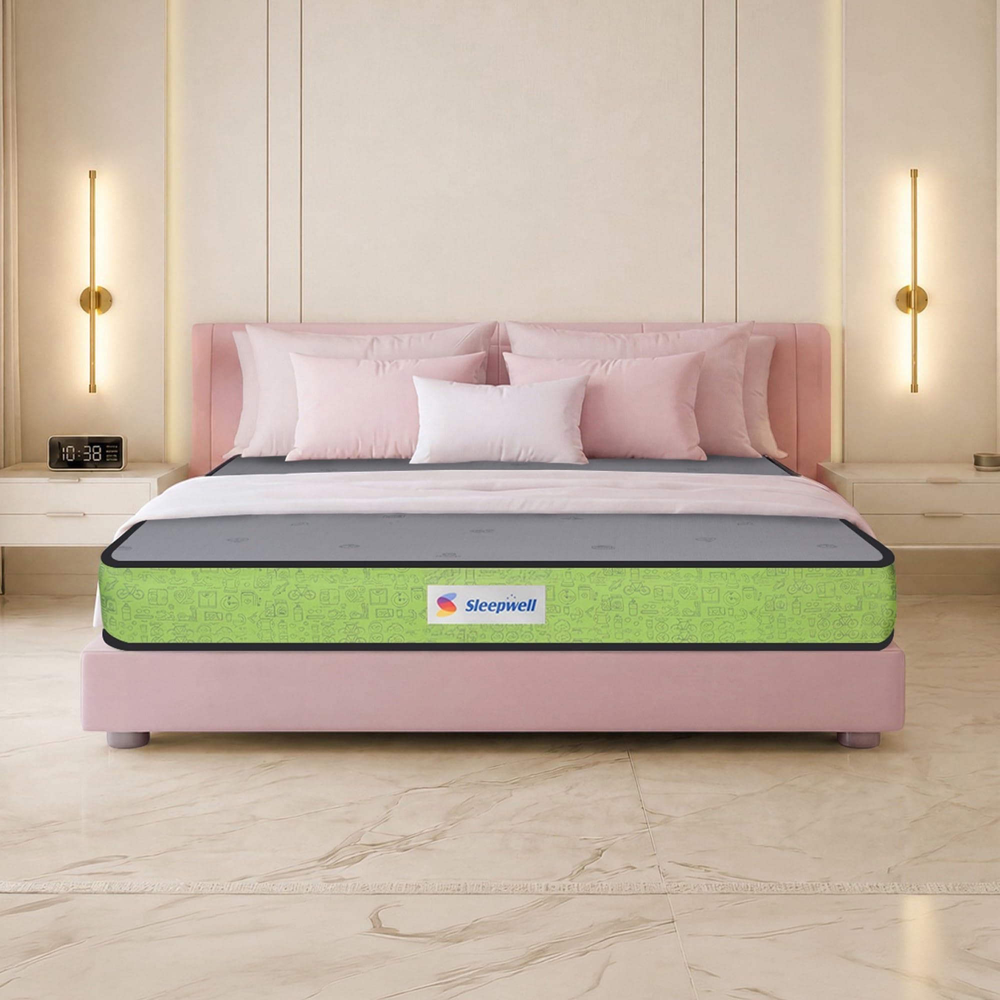 Sleepwell Ortho Nirvana Mattress | King Size 84x72x5 Inch | Medium Firm Acuprofile Support | Resitec Foam with VPF | Knitted Fabric | Neem Fresche Anti-Microbial | 5 Yr Warranty