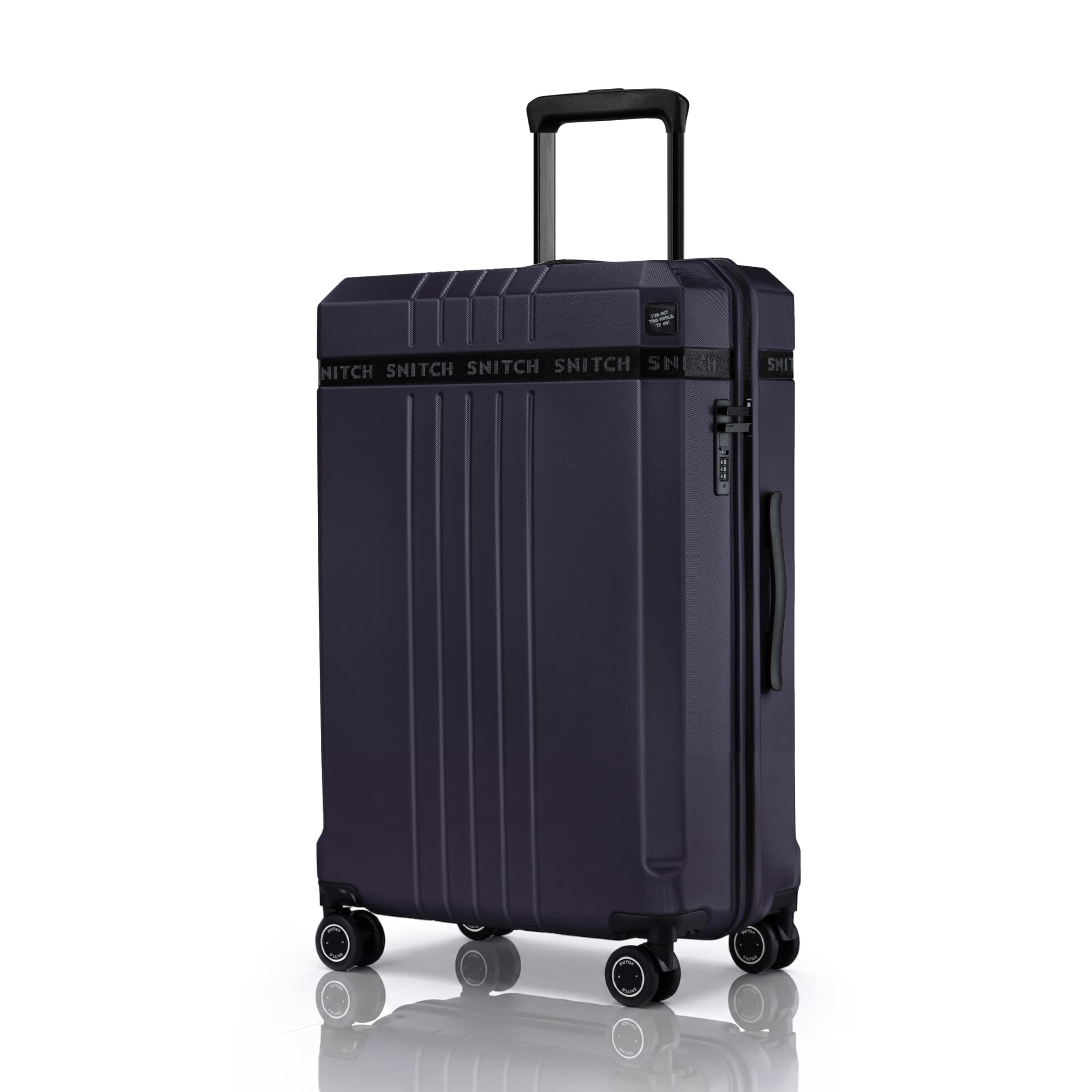 SNITCH VITTO Medium Size Blue Polycarbonate Hard Travel Suitcase - Suitcase Medium Size & Luggage with 8 Wheels, Premium Lock, Wet Pouch & Free Shoe Bag