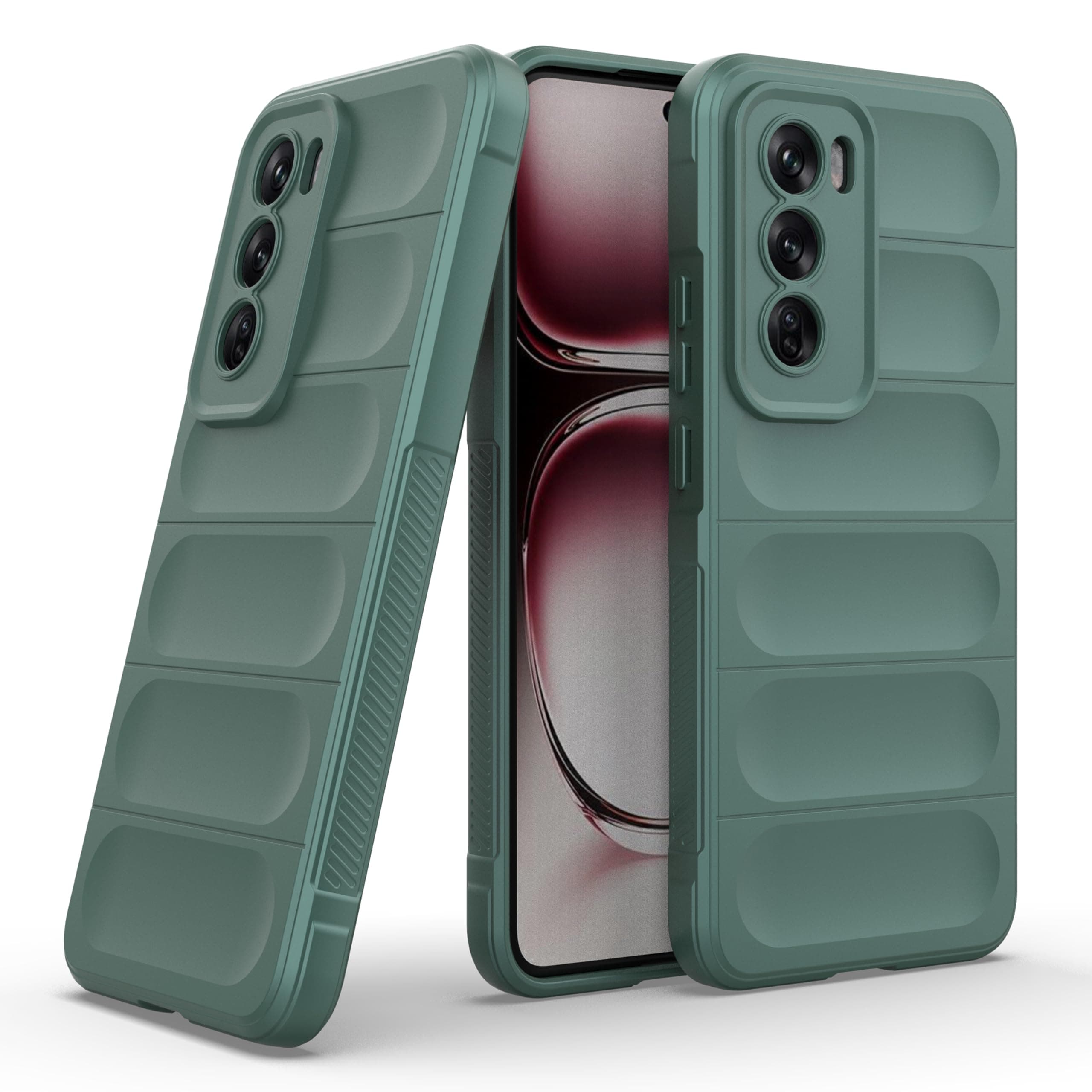 amazon basics Back Case Cover for Oppo Reno 12 Pro 5G | Compatible for Oppo Reno 12 Pro 5G Back Case Cover | Liquid Silicon Magic with Camera Protection | DarkGreen