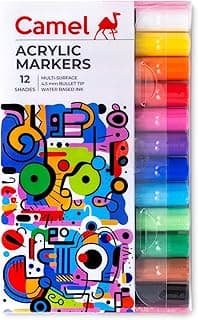 Camel Acrylic Markers 12 shades, Bullet tip