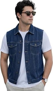 Urbano Fashion Men's Regular Fit Washed Sleeveless Denim Jacket