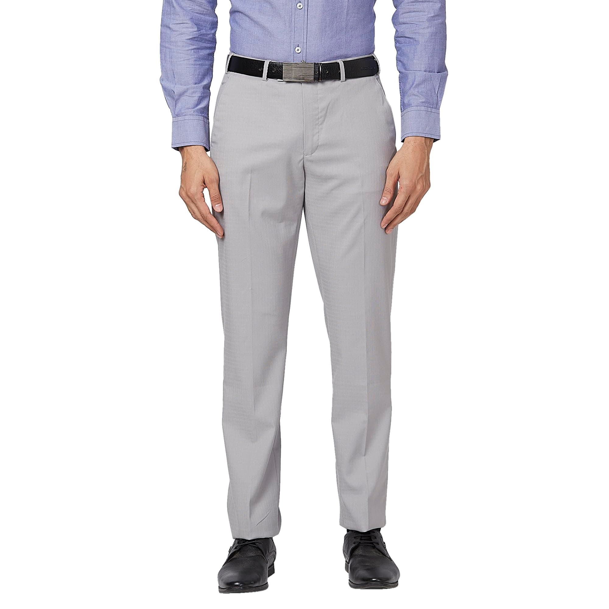 Park Avenue Men's Mid Rise Regular Fit Polyviscose Blend Solid Pattern Flat Front Formal Trouser