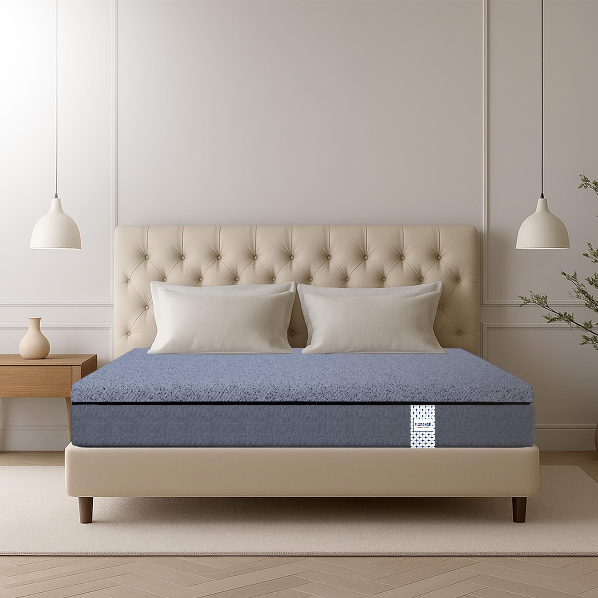 Florance Orthopedic Mattress with 7 Zone Air Gel Memory Foam, Medium-Firm, Pressure Relief, Oeko Tex Certified Fabric, Zero Partner Disturbance, Queen Size Mattress, 12-Year Warranty, 72x60x6