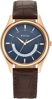Titan Titan Lagan Quartz Analog Midnight Blue Dial Brown Leather Strap Watch for Men - NT1713WL01