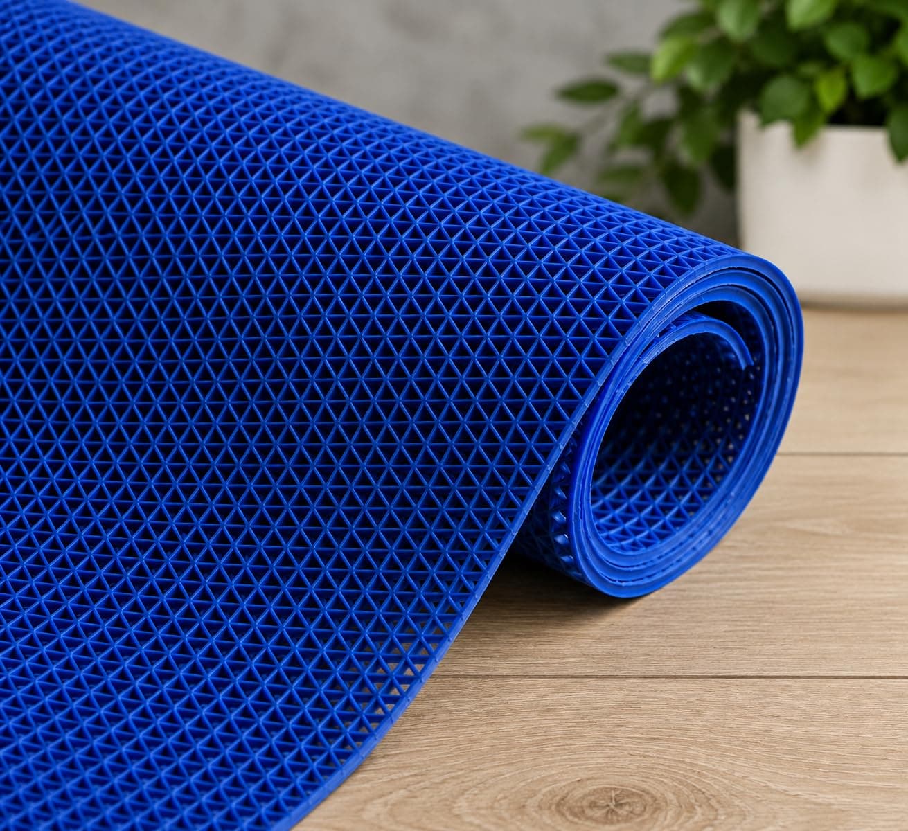 JOGI KART Anti Skid & Multipurpose Rubber/Bathroom Mat/Shower Mat/Carpet/Rugs/Rainmat/Swimming Pool Mat (Blue, 2x9 Ft)