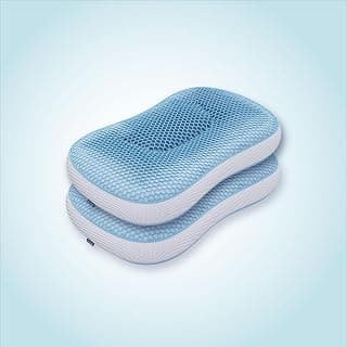 The Sleep Company SmartGRID ErgoRelief Pillow | 8 Shaped Ergonomic Design | Central Head Pocket | Neck & Shoulder Pain Relief | Washable Cover | Bed Pillow | Sleeping Pillow | White | Pack of 2