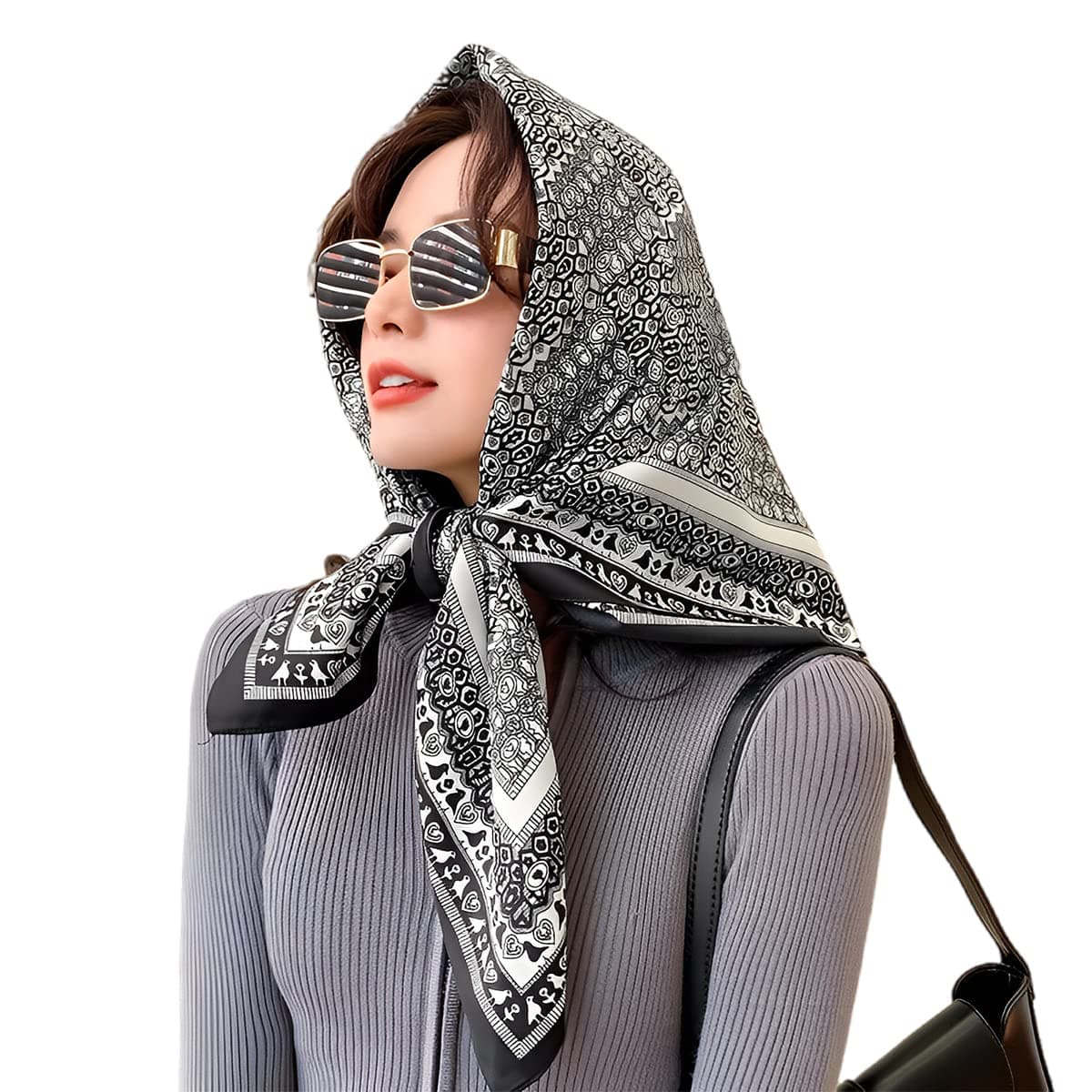 PALAY® Satin Scarf for Women Stylish, Silk Scarf Ladies Scarf for Women, Square Scarves for Women, Stylish Print Hair Scarf for Women, Soft Comfy Head Neck Scarf Stole - 35x35in