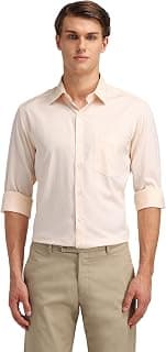 Arrow Men Yellow Self Design Spread Collar Full Sleeve Formal Cotton Regular Fit Shirt