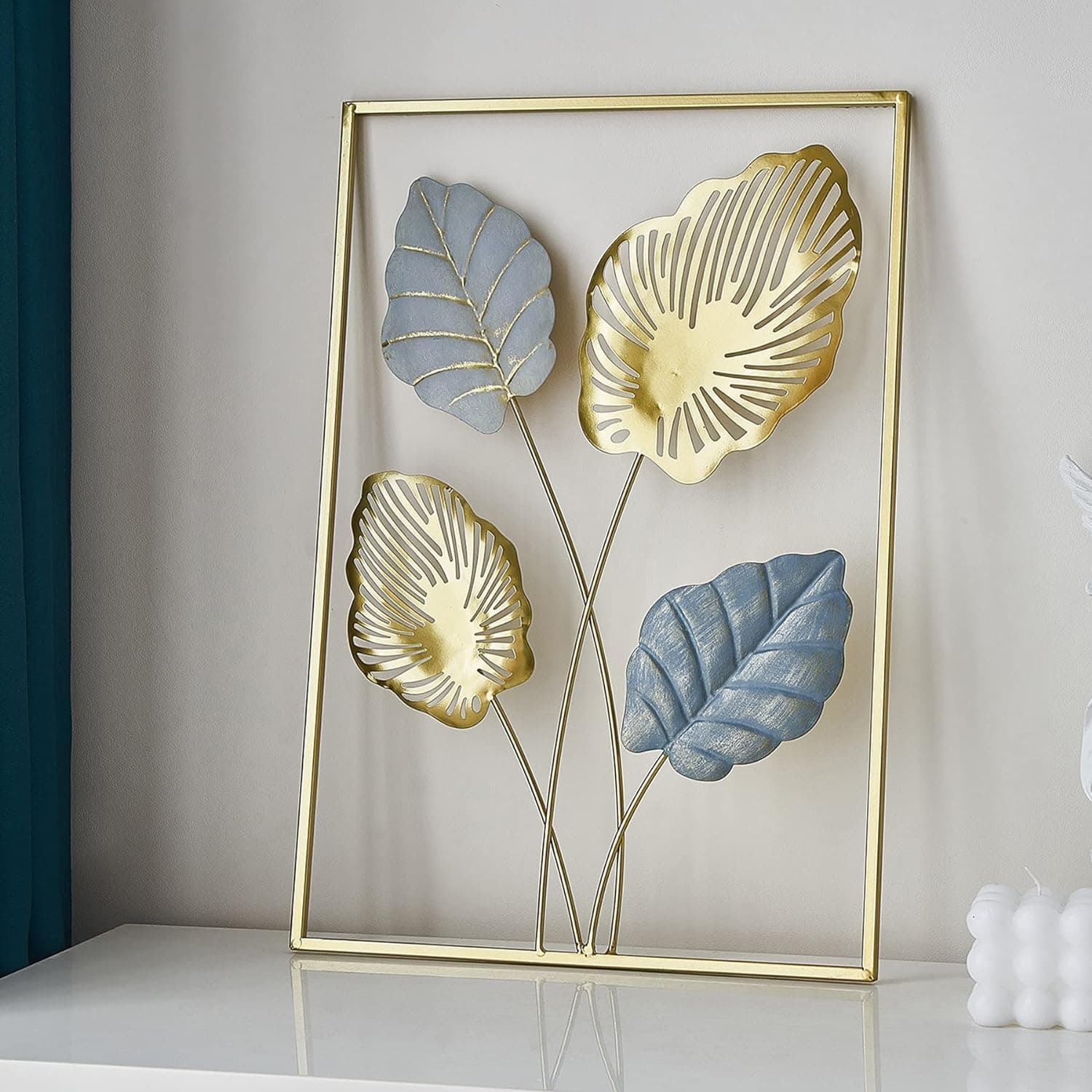 Framing Hub Metal Wall Decor Leaf Wall Hanging Decoration, Metal Wall Art Home Decor for Living Room Office Bedroom Hotel (Design - 4)