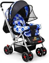 BabyGo Foldable Baby Stroller for Newborn, Infant & Toddler 0–3 Years | Lightweight Travel Pushchair | Safety Harness | Adjustable Recline Backrest | 360° Swivel Wheels | Large Storage Basket | Blue