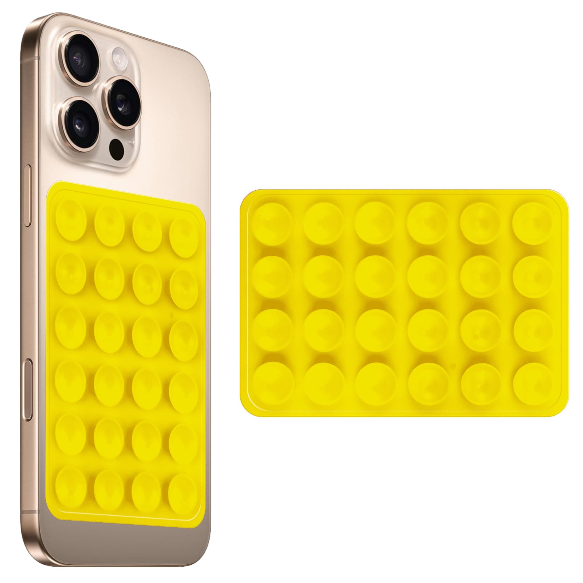 amazon basics Suction Phone Case Anti-Slip Silicone Multipurpose Hands-Free Sticky Pads for Phone Case Mount for Selfies Videos Mirror Shower Car Dashboard - Yellow (1 Piece)
