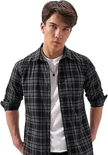 Highlander Men's Slim Fit Checks Shirt for Men | Full Sleeves | Regular Collar | Casual Shirts for Men | Everyday Comfort