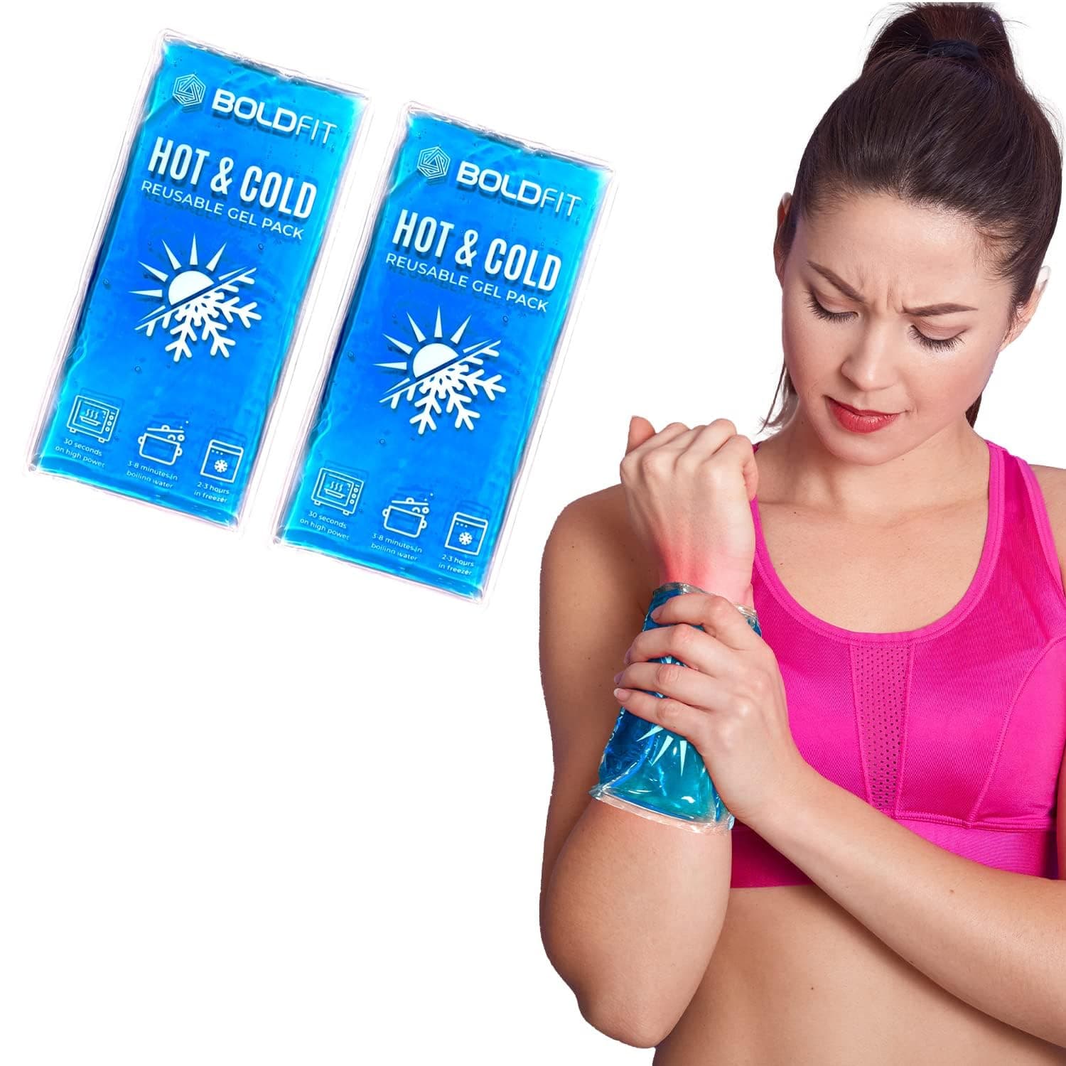 Boldfit Reusable Hot and Cold Ice Gel Pack for Pain Relief Compression for Cramps, Swelling, Sports Injuries, Shoulders, Knee, Back, Neck, Muscle Recovery - Pack of 2