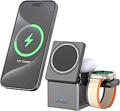URBN Wireless Charger 3-in-1 MagSafe Charging Stand | Foldable Charger for Apple iWatch, AirPods, iPhone 16/16 Pro/16 Plus/15/15 Pro Max & Qi-Compatible Smartphones | Qube Design