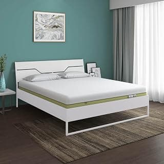 Nilkamal SLEEP King Size Grande Wood and Metal Hybrid Bed with ECOAIR Latex Mattress (White, 78x72x6)