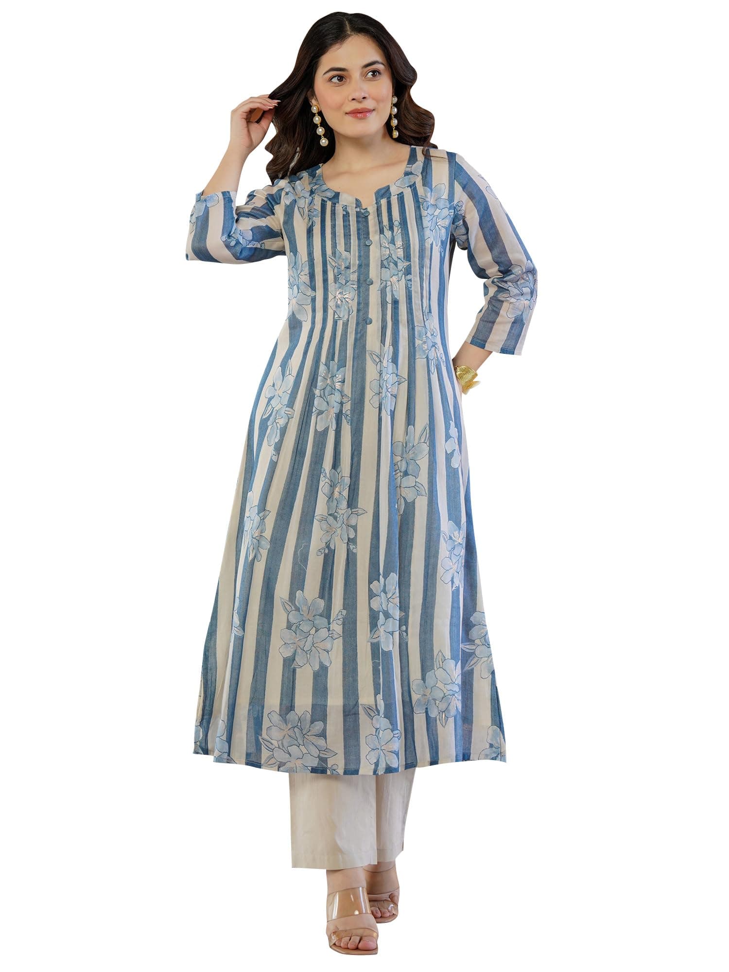 INDO ERA Women's Cotton Ethnic Co-Ord Set | Kurta Pant Set | Stylish Cotton Suit Set for Women,10126 | Cord Set For Women Cotton |